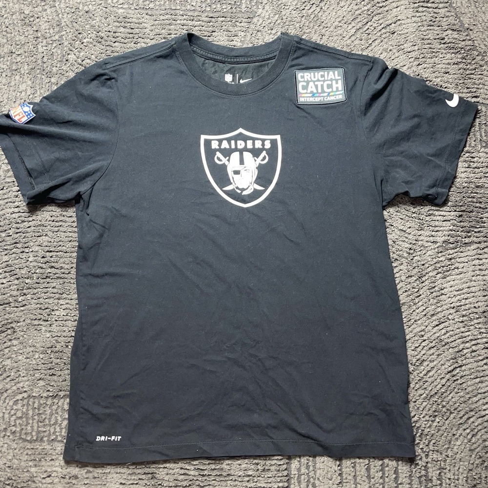 Nike Las Vegas Raiders Dri-Fit‎ T-Shirt Mens L Black NFL Crucial Catch